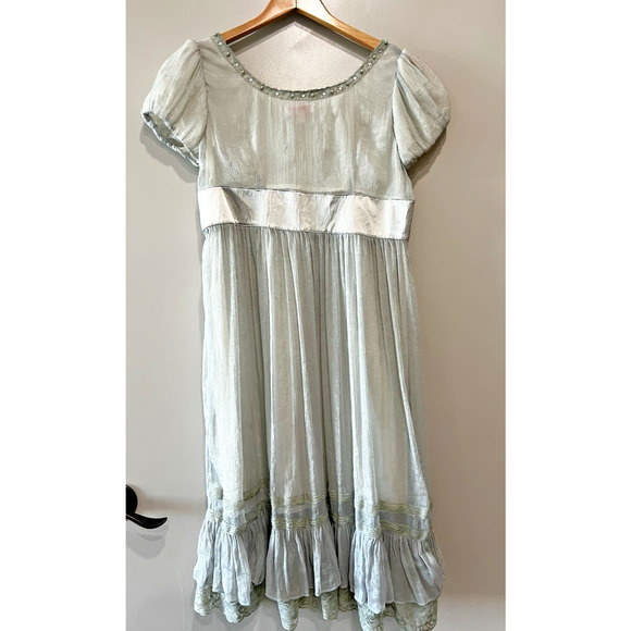 Renaissance Vintage Bridgerton Victorian Midi Dress empire Puff Sleeve XL fits M - Picture 3 of 10